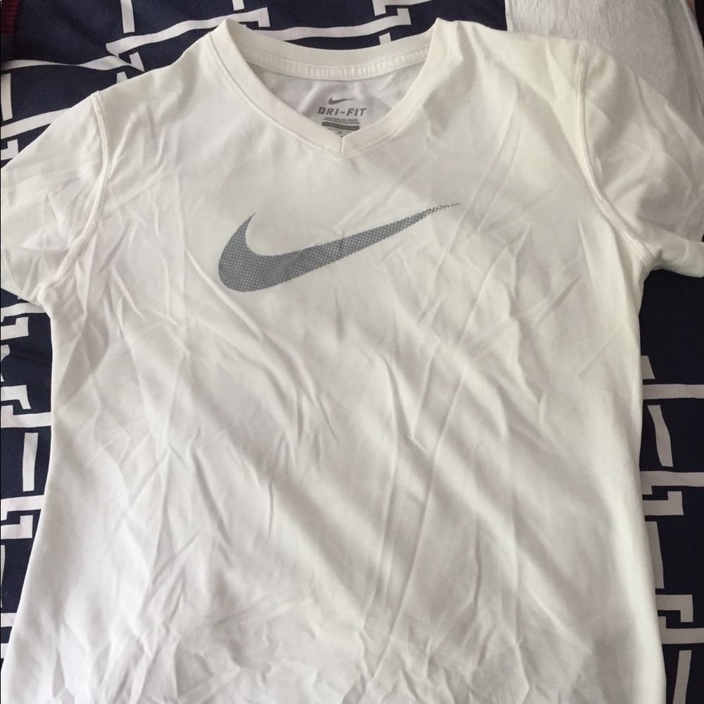 Nike dri-fit white and gray v-neck